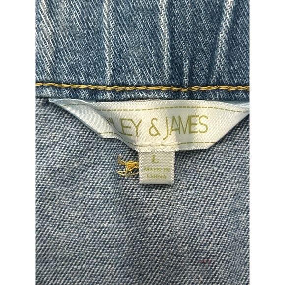 NWT Pleated Denim Mini Skirt Y2K Skater Tennis Light Wash Size Large Riley James - Picture 5 of 6